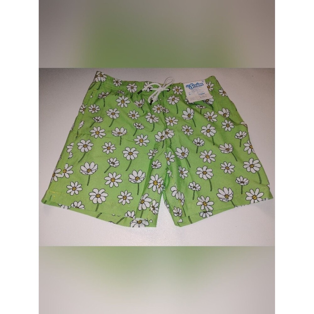 Mr.Swim Green Daisy Print Men’s Swim Shorts New Size Small